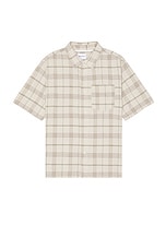 Norse Projects Ivan Relaxed Textured Check Short Sleeve Shirt in Oatmeal, view 1, click to view large image.