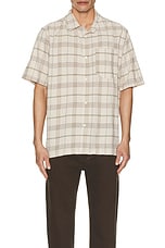 Norse Projects Ivan Relaxed Textured Check Short Sleeve Shirt in Oatmeal, view 4, click to view large image.