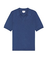 Norse Projects Leif Cotton Linen Polo in Calcite Blue, view 1, click to view large image.