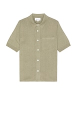 Norse Projects Rollo Cotton Linen Short Sleeve Shirt in Clay, view 1, click to view large image.