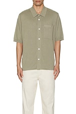 Norse Projects Rollo Cotton Linen Short Sleeve Shirt in Clay, view 3, click to view large image.