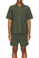 Norse Projects Carsten Cotton Tencel Shirt in Spruce Green, view 3, click to view large image.