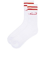 Norwood Signature Socks in White, view 2, click to view large image.