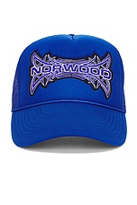 Norwood Tribal Trucker Hat in Royal Blue, view 1, click to view large image.