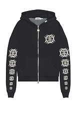 Norwood Nor Shield Zip Hoodie in Black, view 1, click to view large image.
