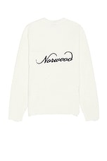 Norwood Distressed Logo Sweater in Cream, view 1, click to view large image.