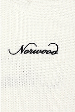 Norwood Distressed Logo Sweater in Cream, view 3, click to view large image.