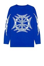 Norwood God Willing Long Sleeve Tee in Royal Blue, view 1, click to view large image.