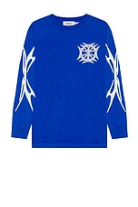 Norwood God Willing Long Sleeve Tee in Royal Blue, view 2, click to view large image.