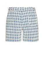 OAS Navy Diamond Terry Shorts in Blue, view 2, click to view large image.