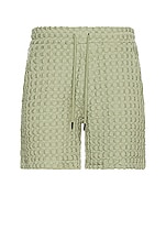 OAS Dusty Green Porto Waffle Shorts in Green, view 1, click to view large image.
