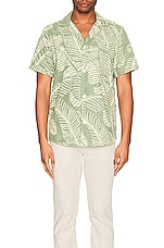OAS Banana Leaf Cuba Terry Shirt in Green, view 3, click to view large image.