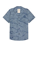 OAS Wavy Cuba Terry Shirt in Blue, view 1, click to view large image.
