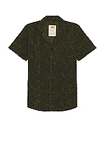 OAS Squiggle Cuba Terry Shirt in Dark Green, view 1, click to view large image.