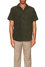 OAS Squiggle Cuba Terry Shirt in Dark Green, view 3, click to view large image.