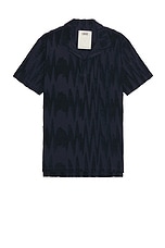 OAS Glitch Polo Terry Shirt in Navy, view 1, click to view large image.