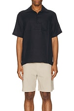 OAS Girona Linen Polo in Navy, view 3, click to view large image.