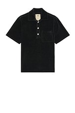 OAS Girona Velour Polo in Nearly Black, view 1, click to view large image.