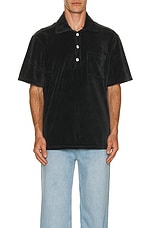 OAS Girona Velour Polo in Nearly Black, view 3, click to view large image.