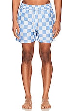 OAS Blue Chess Swim Shorts in Light Blue, view 5, click to view large image.