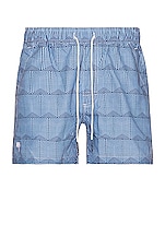 OAS Indigo Frame Swim Shorts in Blue, view 1, click to view large image.