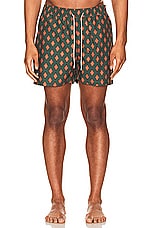 OAS Smokin Rustic Swim Shorts in Green, view 3, click to view large image.
