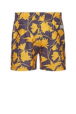 OAS Provence Flowers Swim Short in Yellow, view 2, click to view large image.