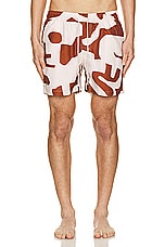 OAS Russet Puzzlotec Swim Short in RED, view 4, click to view large image.