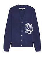 ONE OF THESE DAYS Collegiate Cardigan in Navy, view 1, click to view large image.