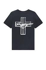 ONE OF THESE DAYS Mustang Cross Tee in Washed Black, view 1, click to view large image.
