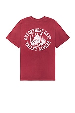 ONE OF THESE DAYS Valley Riders Tee in Burgundy, view 1, click to view large image.