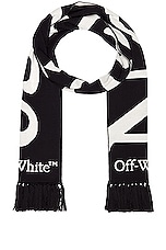 OFF-WHITE No Offence Reversible Knit Scarf in Black, view 1, click to view large image.