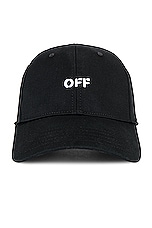 OFF-WHITE Off Stamp Drill Baseball Cap in Black, view 1, click to view large image.