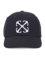 OFF-WHITE Arrow Drill Baseball Cap in Black & White, view 1, click to view large image.