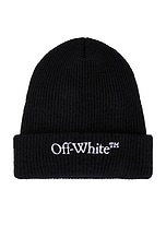 OFF-WHITE Wool Knit Beanie in Black, view 1, click to view large image.