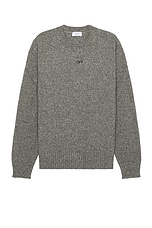 OFF-WHITE Arrow Moon Chunky Knit Crewneck in Grey & Black, view 2, click to view large image.