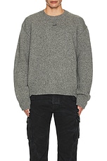 OFF-WHITE Arrow Moon Chunky Knit Crewneck in Grey & Black, view 4, click to view large image.