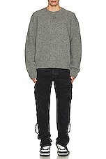 OFF-WHITE Arrow Moon Chunky Knit Crewneck in Grey & Black, view 5, click to view large image.