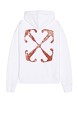 OFF-WHITE Scratch Arrow Skate Hoodie in White, view 1, click to view large image.