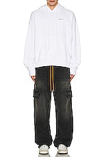 OFF-WHITE Scratch Arrow Skate Hoodie in White, view 4, click to view large image.