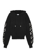 OFF-WHITE Eyelet Diags Over Hoodie in Black, view 1, click to view large image.