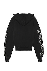 OFF-WHITE Eyelet Diags Over Hoodie in Black, view 2, click to view large image.