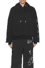 OFF-WHITE Eyelet Diags Over Hoodie in Black, view 4, click to view large image.