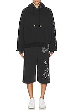 OFF-WHITE Eyelet Diags Over Hoodie in Black, view 5, click to view large image.