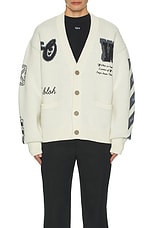 OFF-WHITE Moon Varsity Knit Cardigan in Beige, view 4, click to view large image.