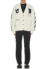 OFF-WHITE Moon Varsity Knit Cardigan in Beige, view 5, click to view large image.