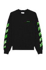 OFF-WHITE Moon Cam Arrow Skate Crewneck in Black, view 2, click to view large image.