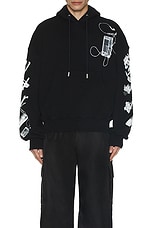 OFF-WHITE Scan Over Hoodie in Black & Grey, view 3, click to view large image.