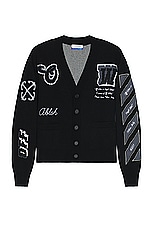 OFF-WHITE Varsity Knit Cardigan in Black, view 1, click to view large image.