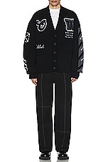 OFF-WHITE Varsity Knit Cardigan in Black, view 5, click to view large image.